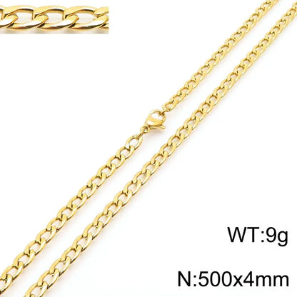 Stainless Steel Metal 18K Gold Plated Hip-Hop Plating Solid Color Necklace