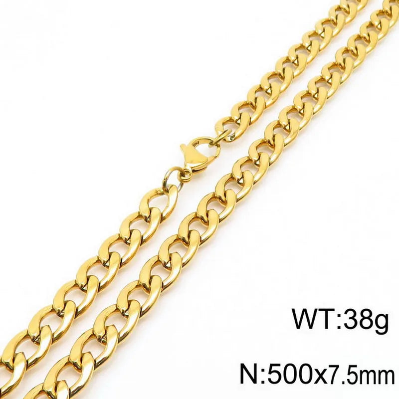 Stainless Steel Metal 18K Gold Plated Hip-Hop Plating Solid Color Necklace