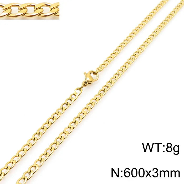 Stainless Steel Metal 18K Gold Plated Hip-Hop Plating Solid Color Necklace