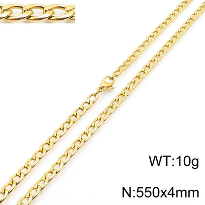 Stainless Steel Metal 18K Gold Plated Hip-Hop Plating Solid Color Necklace