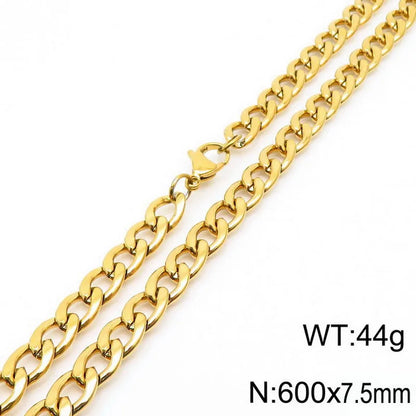 Stainless Steel Metal 18K Gold Plated Hip-Hop Plating Solid Color Necklace