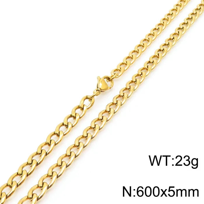 Stainless Steel Metal 18K Gold Plated Hip-Hop Plating Solid Color Necklace