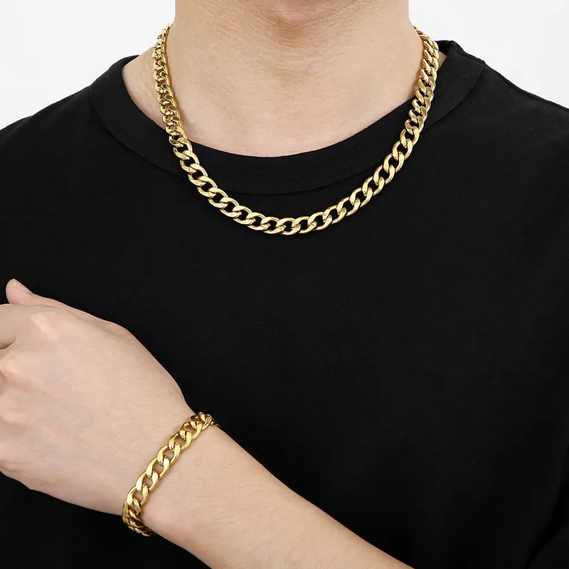 Stainless Steel Metal 18K Gold Plated Hip-Hop Plating Solid Color Necklace