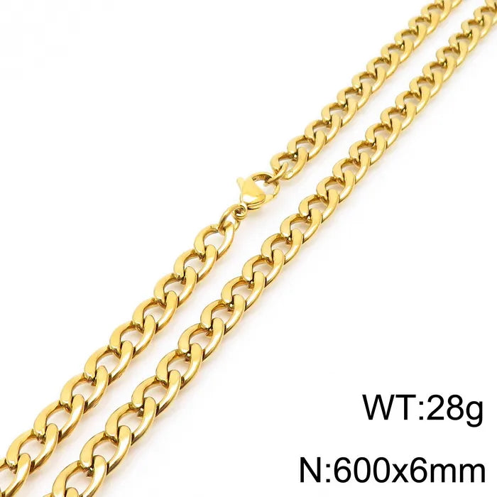 Stainless Steel Metal 18K Gold Plated Hip-Hop Plating Solid Color Necklace