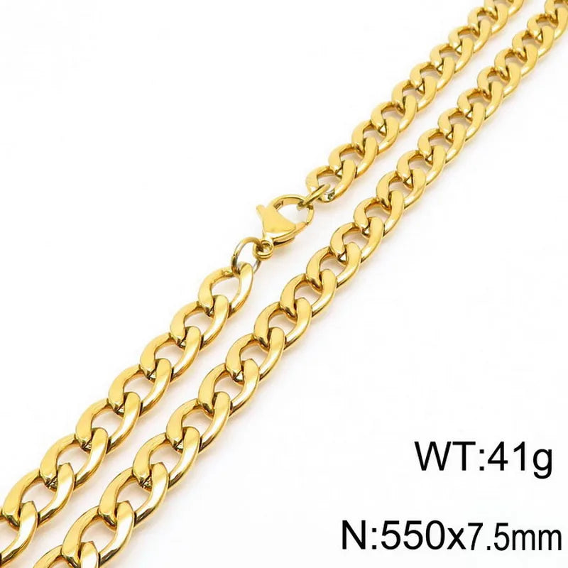 Stainless Steel Metal 18K Gold Plated Hip-Hop Plating Solid Color Necklace