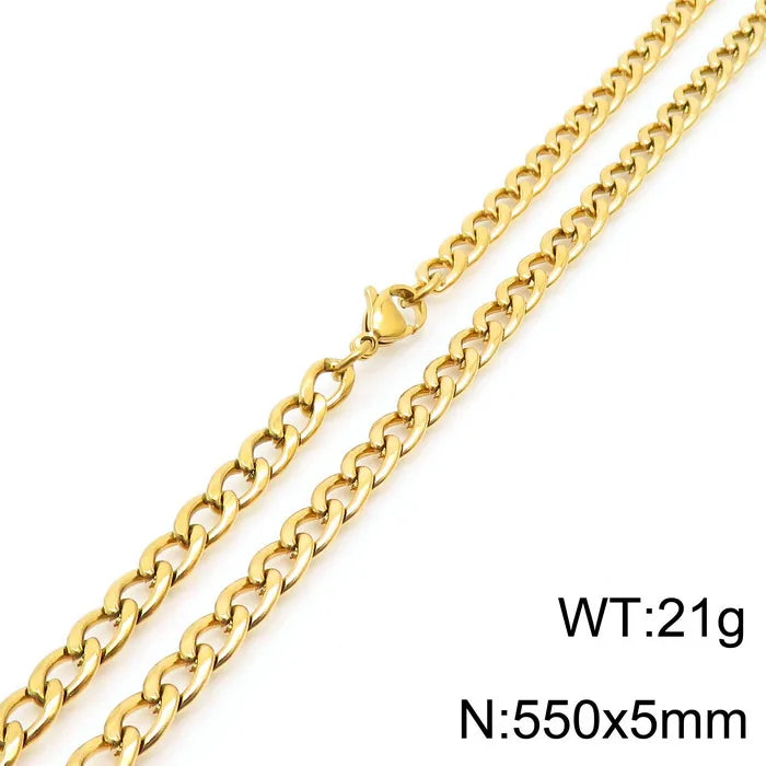 Stainless Steel Metal 18K Gold Plated Hip-Hop Plating Solid Color Necklace