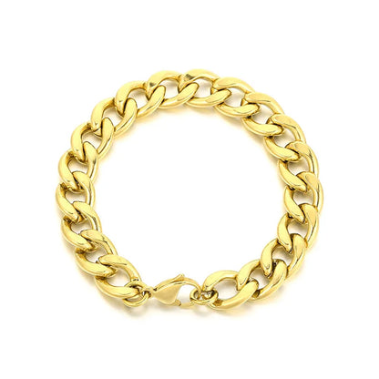 Hip-Hop Solid Color Stainless Steel 18K Gold Plated Bracelets In Bulk