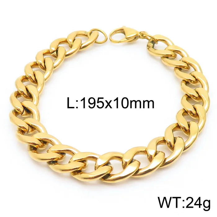 Hip-Hop Solid Color Stainless Steel 18K Gold Plated Bracelets In Bulk