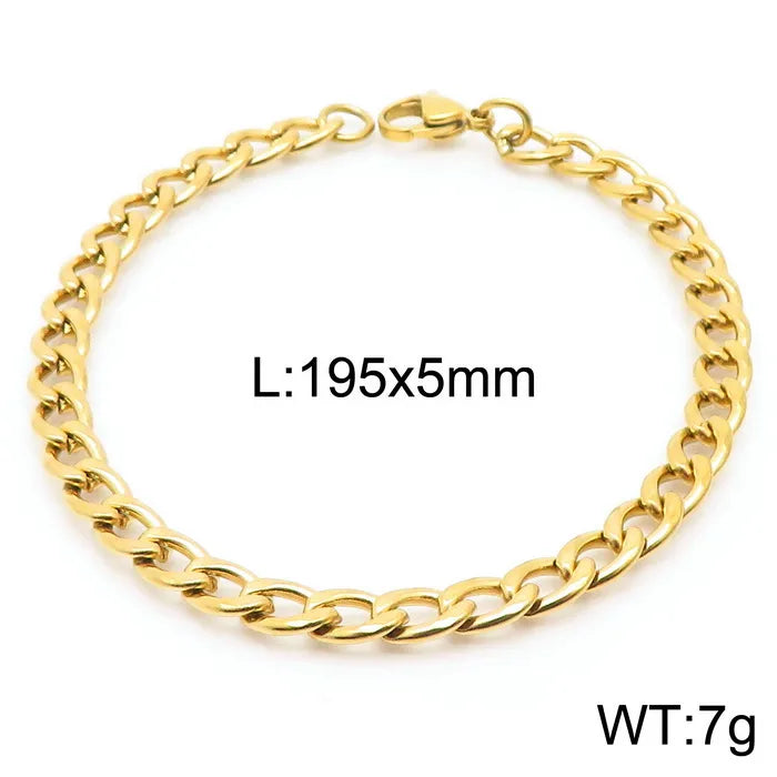 Hip-Hop Solid Color Stainless Steel 18K Gold Plated Bracelets In Bulk