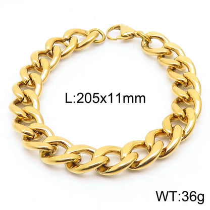 Hip-Hop Solid Color Stainless Steel 18K Gold Plated Bracelets In Bulk