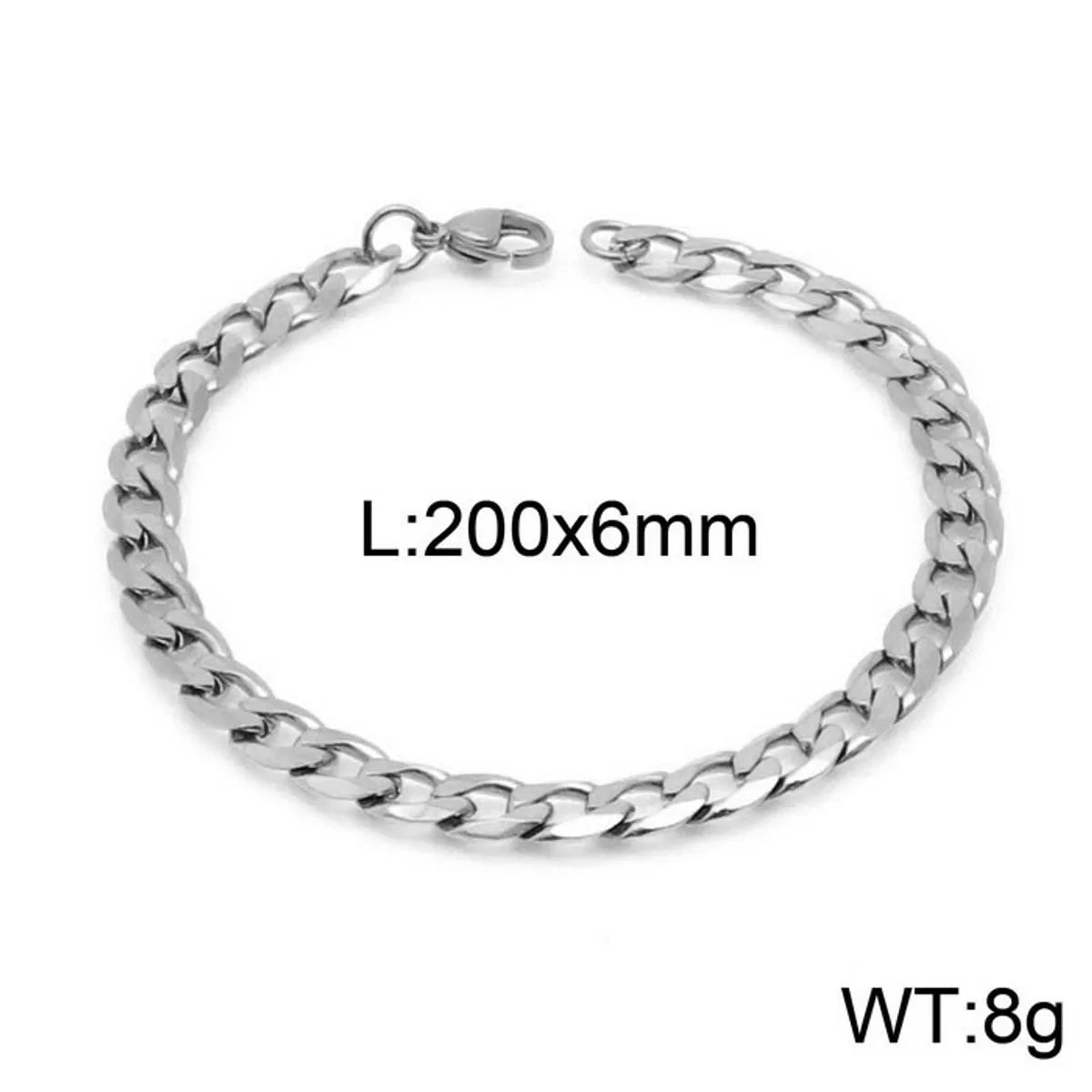 Hip-Hop Solid Color Stainless Steel Plating Bracelets 1 Piece