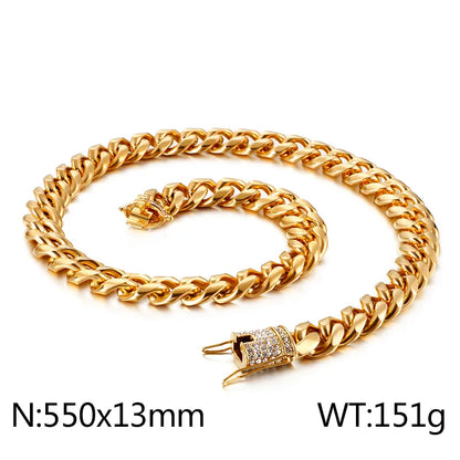 Hip-Hop Solid Color Stainless Steel Plating Chain 18K Gold Plated Men'S Necklace