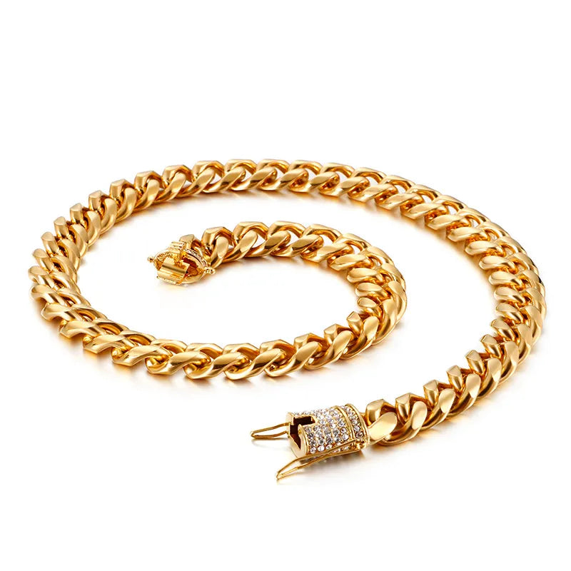 Hip-Hop Solid Color Stainless Steel Plating Chain 18K Gold Plated Men'S Necklace