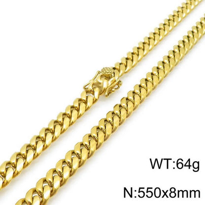 Hip-Hop Solid Color Stainless Steel Plating Chain 18K Gold Plated Men'S Necklace