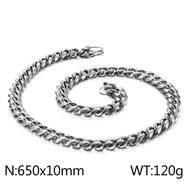 Hip-Hop Solid Color Stainless Steel Plating Chain 18K Gold Plated Men'S Necklace