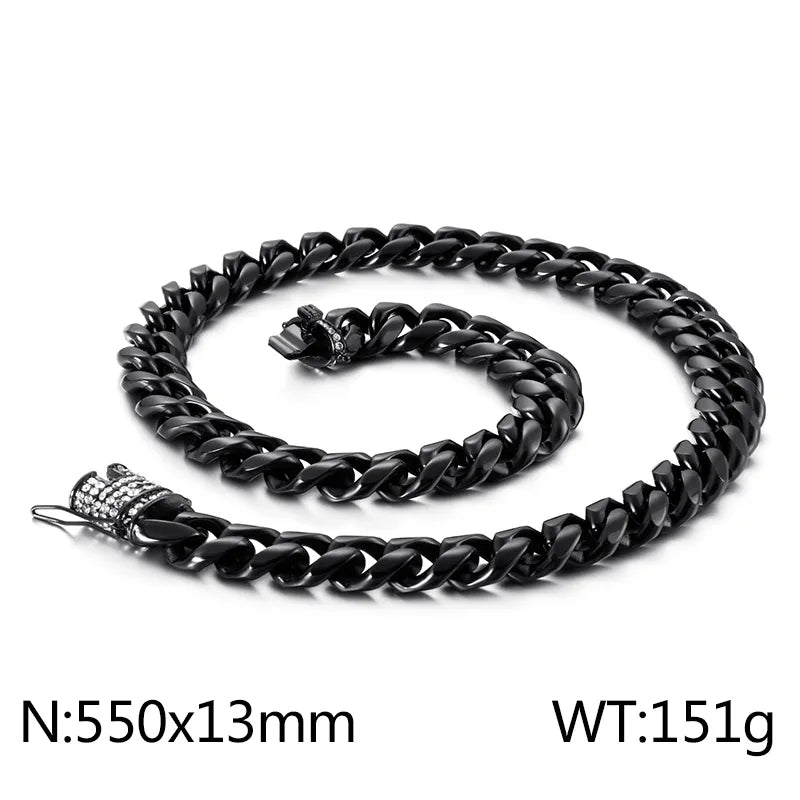 Hip-Hop Solid Color Stainless Steel Plating Chain 18K Gold Plated Men'S Necklace