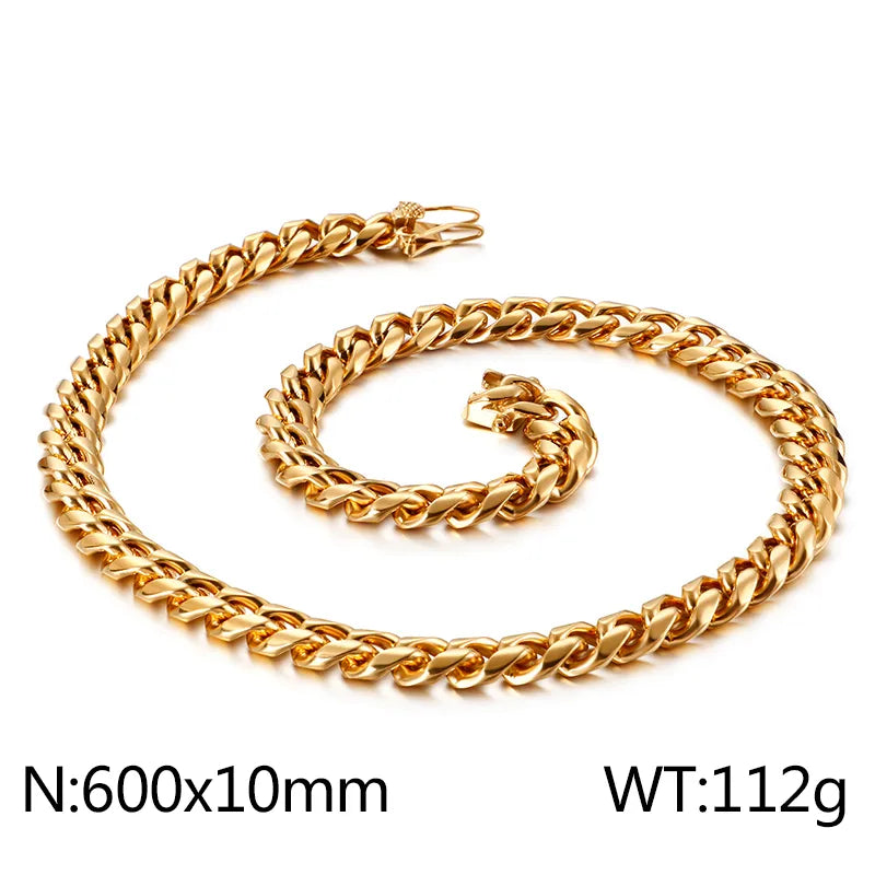 Hip-Hop Solid Color Stainless Steel Plating Chain 18K Gold Plated Men'S Necklace