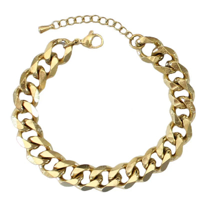 Hip-Hop Solid Color Stainless Steel Plating Gold Plated Unisex Bracelets