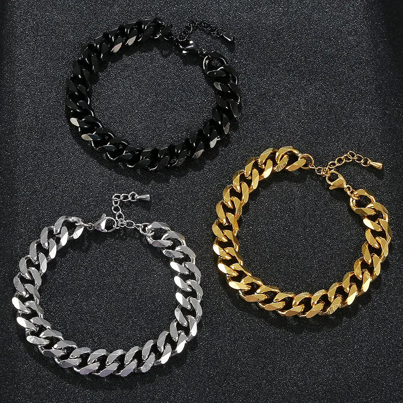 Hip-Hop Solid Color Stainless Steel Plating Gold Plated Unisex Bracelets