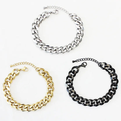 Hip-Hop Solid Color Stainless Steel Plating Gold Plated Unisex Bracelets