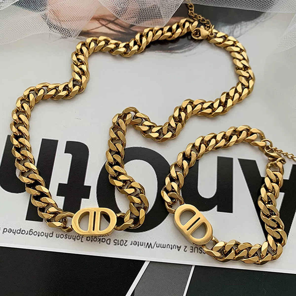 Hip-Hop Solid Color Titanium Steel Bracelets Necklace