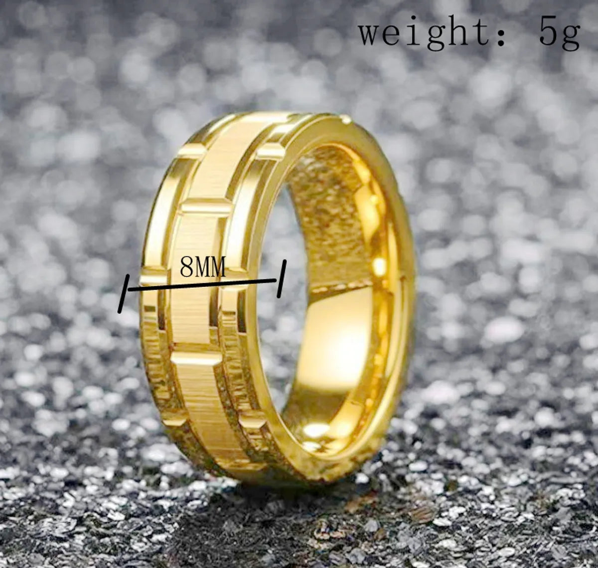 Hip-Hop Solid Color Titanium Steel Carving 18K Gold Plated Men'S Rings