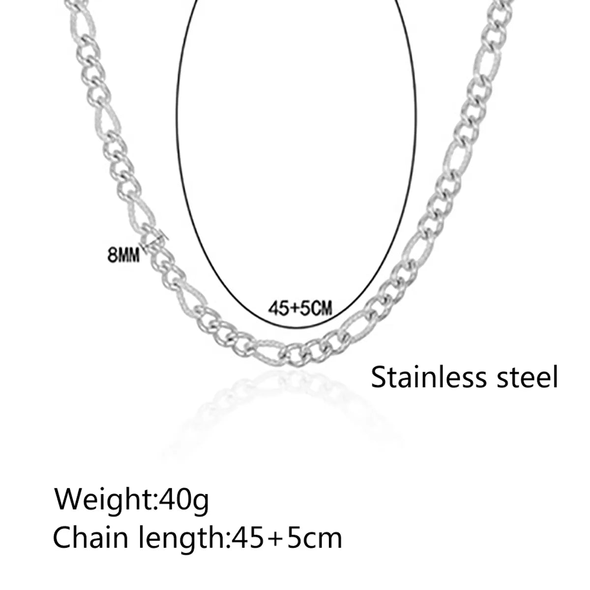 Hip-Hop Solid Color 304 Stainless Steel Chain Men'S Necklace