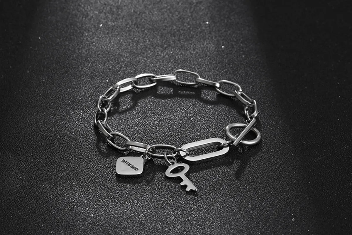 Hip-Hop Solid Color 304 Stainless Steel Irregular Polishing Men'S Bracelets