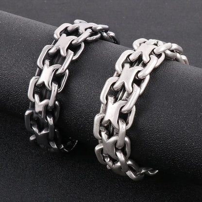 Hip-Hop Solid Color Titanium Steel Men'S Bracelets