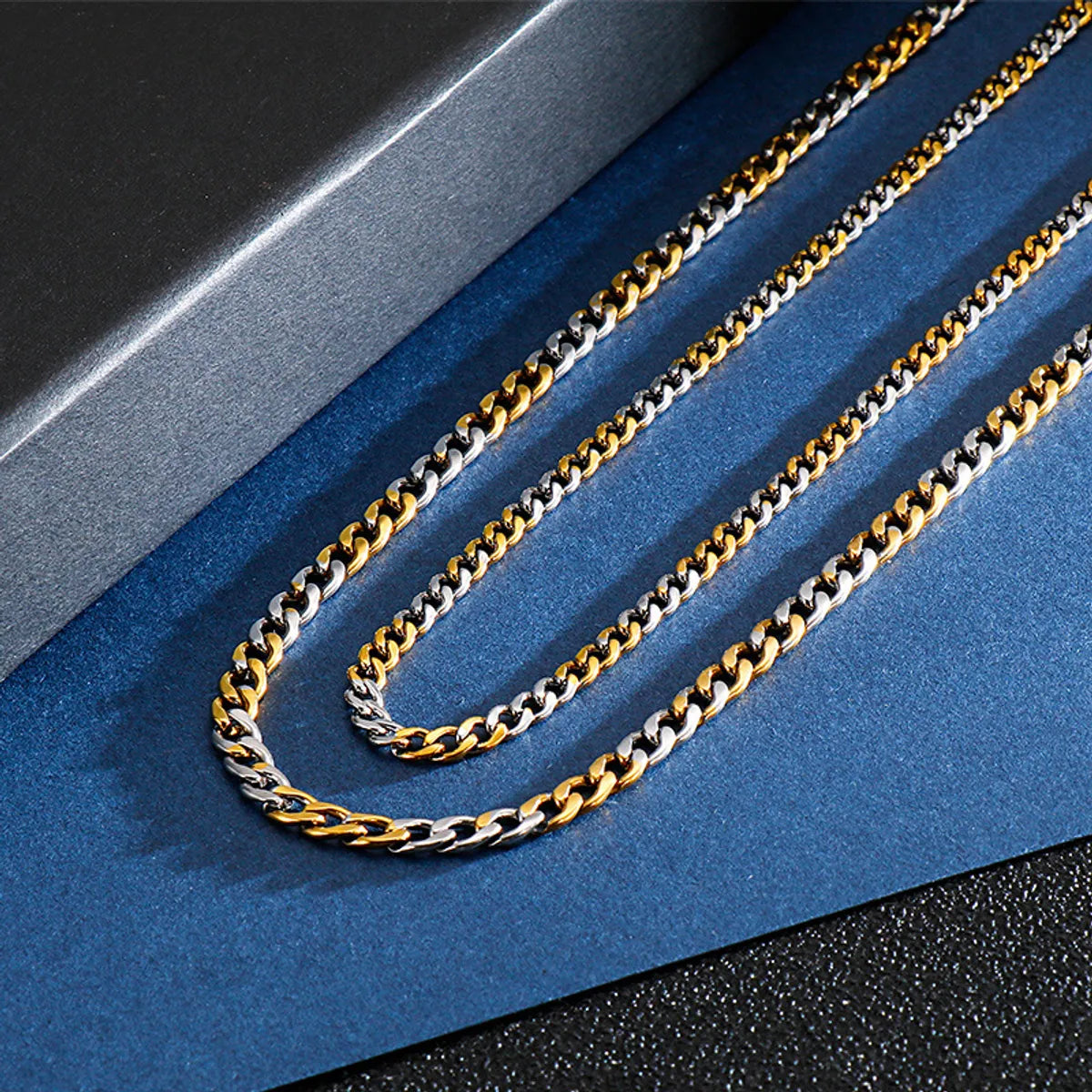 Hip-Hop Solid Color Titanium Steel Plating 18K Gold Plated Men'S Necklace