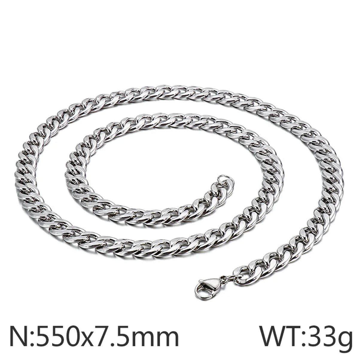 Hip-Hop Solid Color Titanium Steel Plating 18K Gold Plated Men'S Necklace