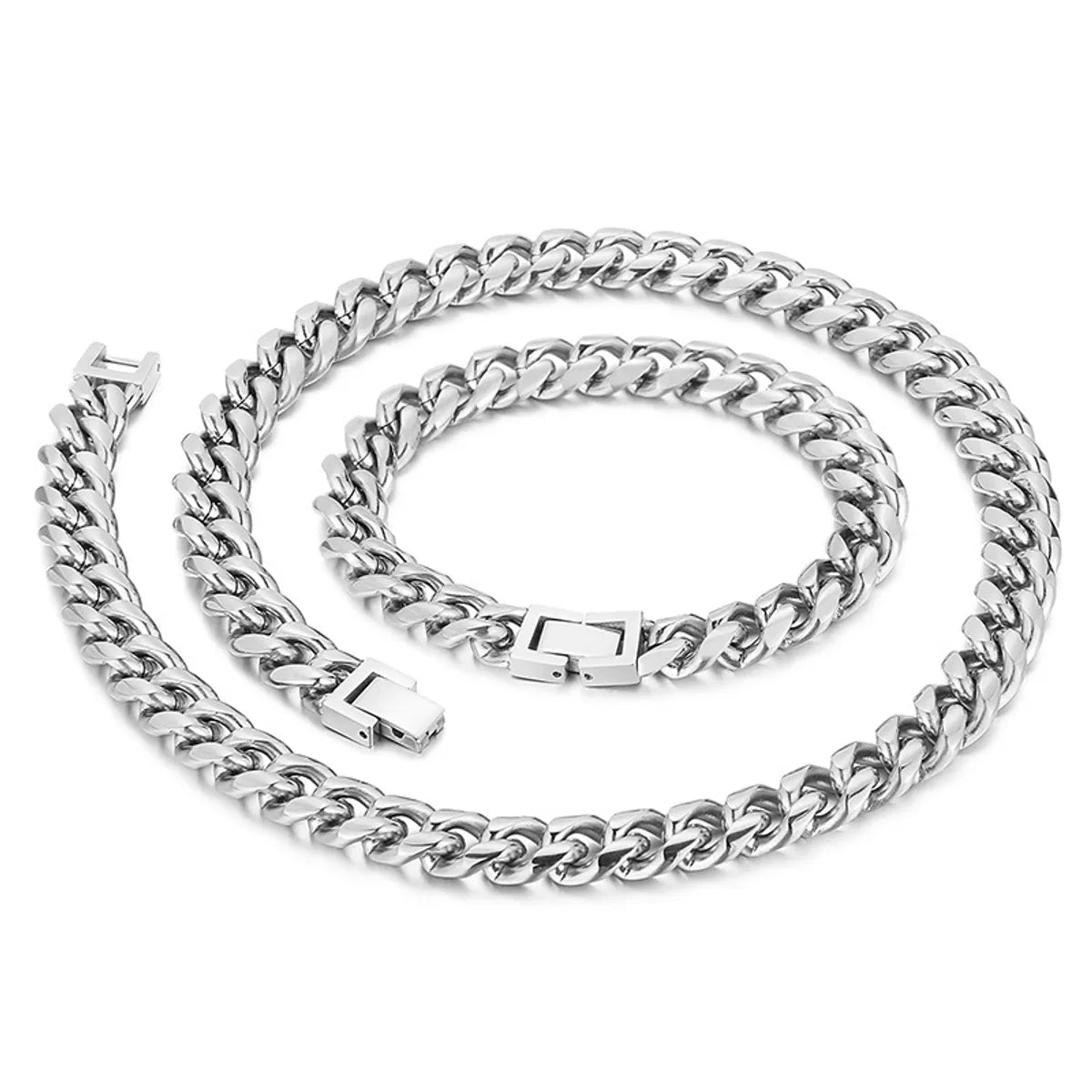 Hip-hop Solid Color Titanium Steel Polishing Bracelets Necklace