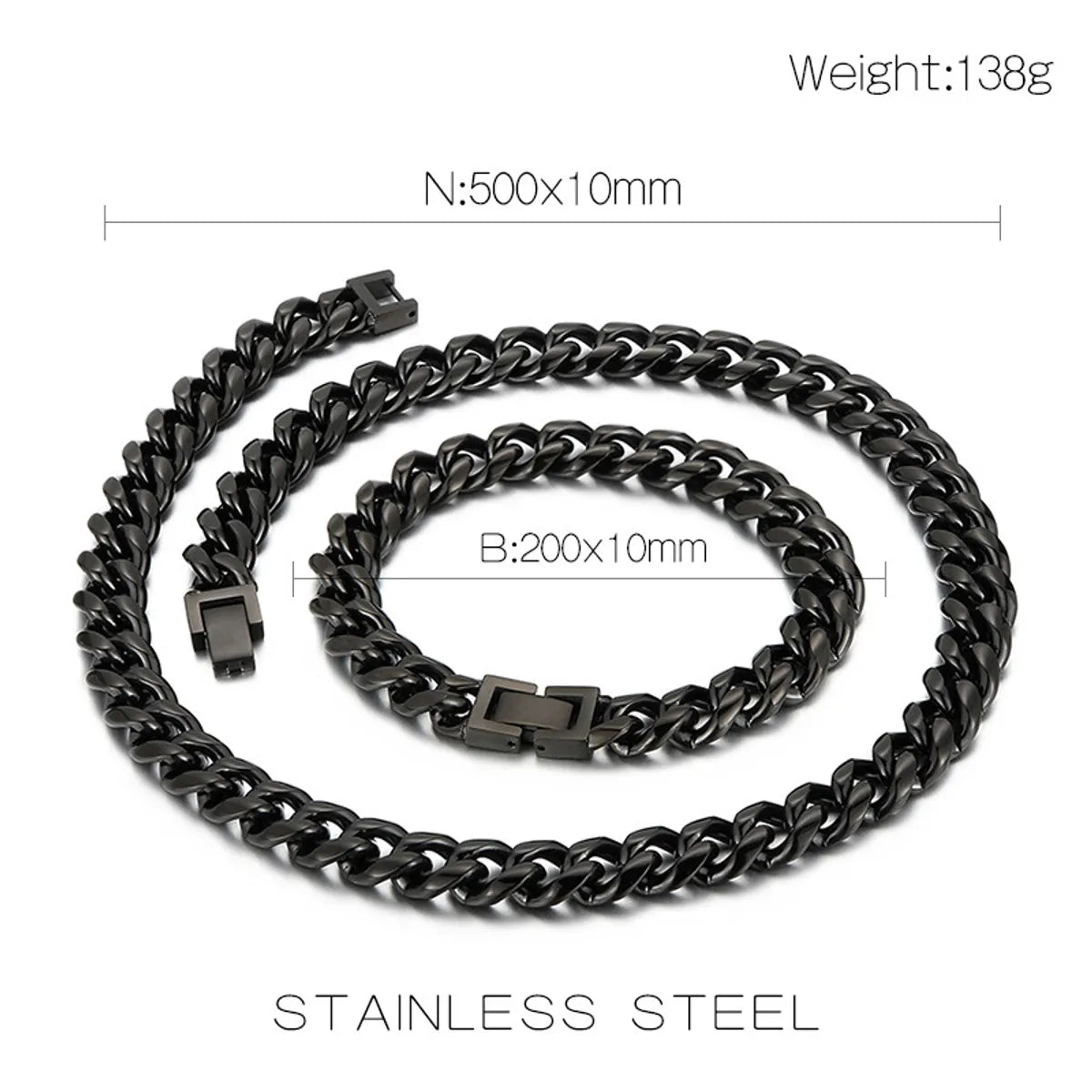 Hip-hop Solid Color Titanium Steel Polishing Bracelets Necklace