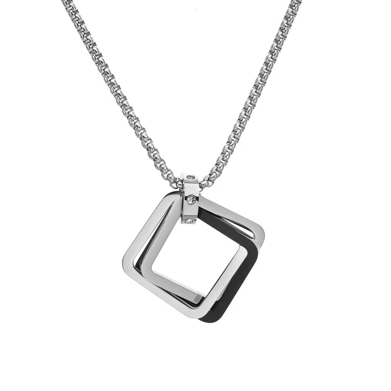 Hip-Hop Solid Color Titanium Steel Polishing Men'S Pendant Necklace