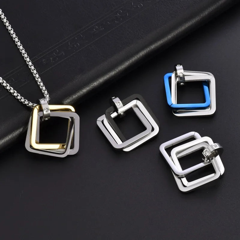 Hip-Hop Solid Color Titanium Steel Polishing Men'S Pendant Necklace