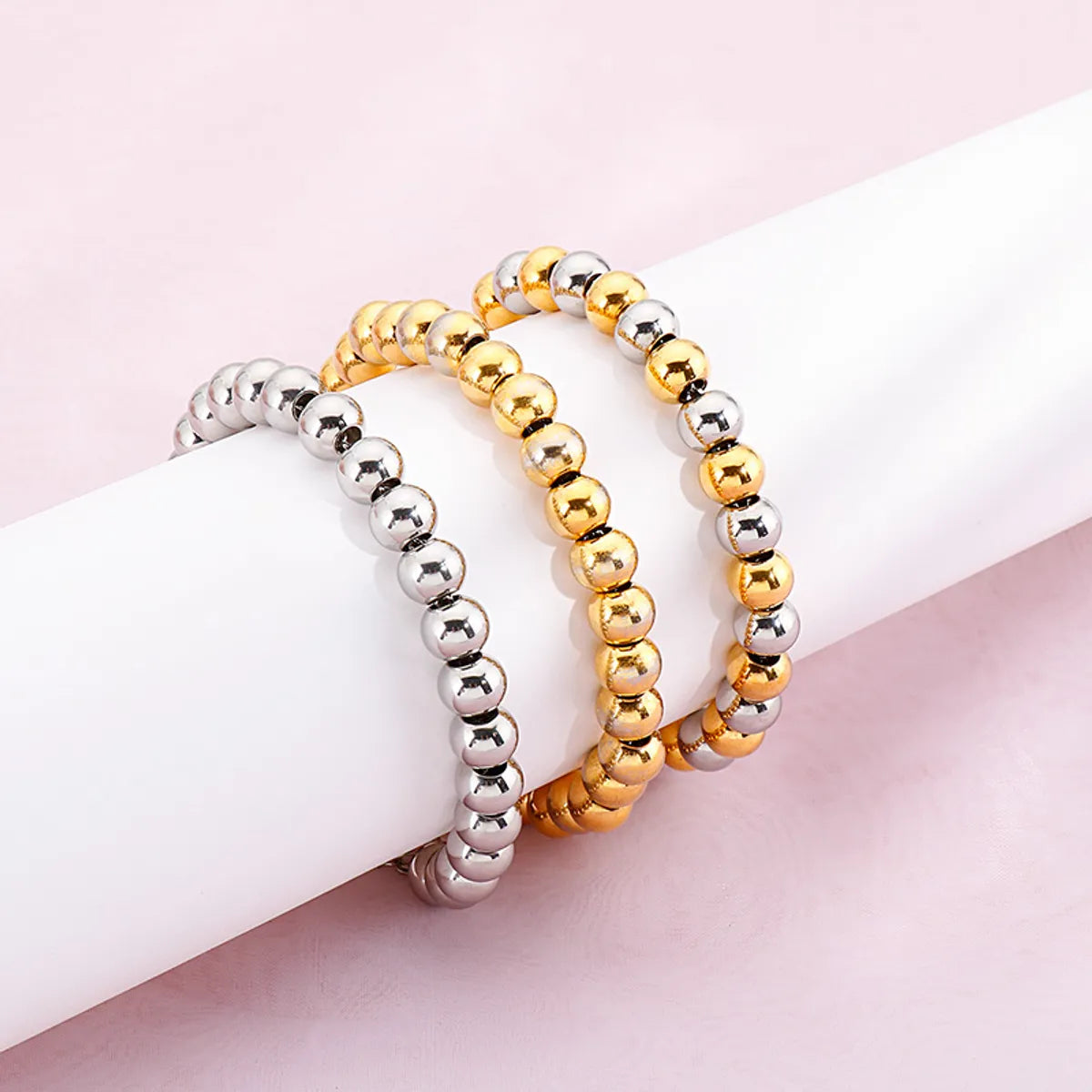 Hip-hop Solid Color Titanium Steel Polishing Plating 18k Gold Plated Bracelets Necklace