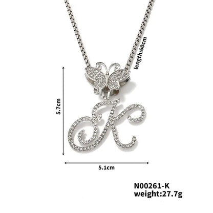 Hip-Hop Sports Letter Rhodium Plated Rhinestones 304 Stainless Steel Alloy Wholesale Pendant Necklace