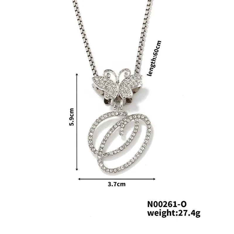 Hip-Hop Sports Letter Rhodium Plated Rhinestones 304 Stainless Steel Alloy Wholesale Pendant Necklace