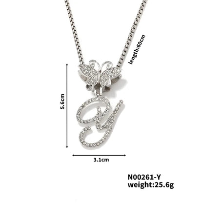 Hip-Hop Sports Letter Rhodium Plated Rhinestones 304 Stainless Steel Alloy Wholesale Pendant Necklace