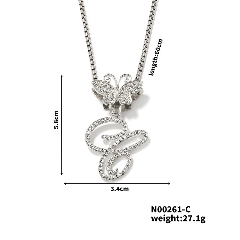 Hip-Hop Sports Letter Rhodium Plated Rhinestones 304 Stainless Steel Alloy Wholesale Pendant Necklace