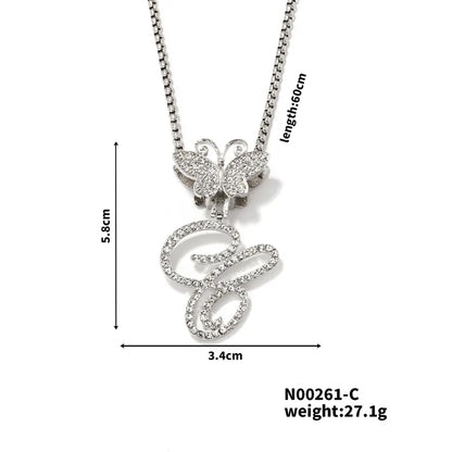 Hip-Hop Sports Letter Rhodium Plated Rhinestones 304 Stainless Steel Alloy Wholesale Pendant Necklace