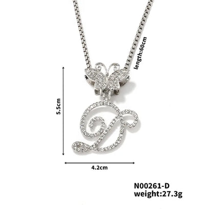 Hip-Hop Sports Letter Rhodium Plated Rhinestones 304 Stainless Steel Alloy Wholesale Pendant Necklace