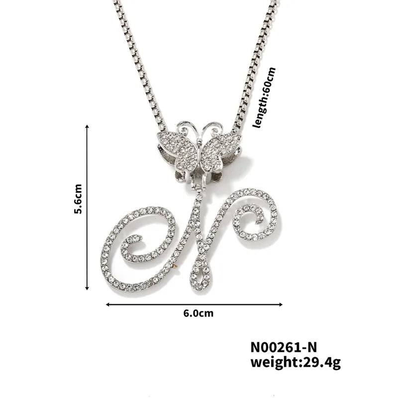 Hip-Hop Sports Letter Rhodium Plated Rhinestones 304 Stainless Steel Alloy Wholesale Pendant Necklace