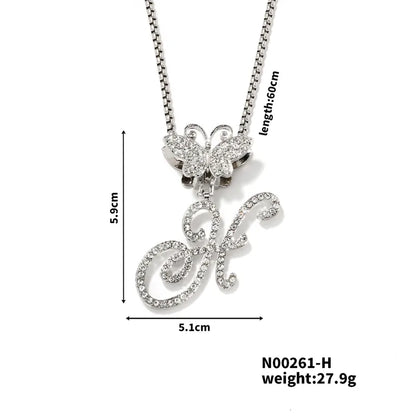 Hip-Hop Sports Letter Rhodium Plated Rhinestones 304 Stainless Steel Alloy Wholesale Pendant Necklace