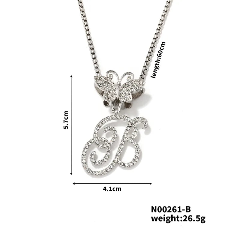 Hip-Hop Sports Letter Rhodium Plated Rhinestones 304 Stainless Steel Alloy Wholesale Pendant Necklace