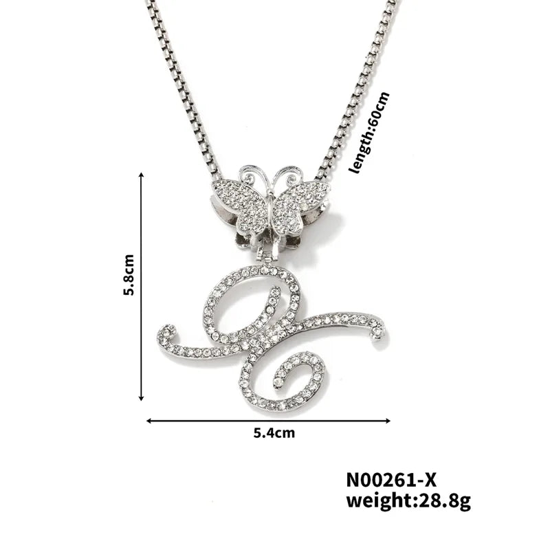 Hip-Hop Sports Letter Rhodium Plated Rhinestones 304 Stainless Steel Alloy Wholesale Pendant Necklace