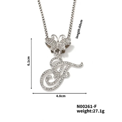 Hip-Hop Sports Letter Rhodium Plated Rhinestones 304 Stainless Steel Alloy Wholesale Pendant Necklace