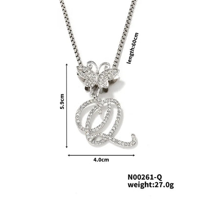 Hip-Hop Sports Letter Rhodium Plated Rhinestones 304 Stainless Steel Alloy Wholesale Pendant Necklace