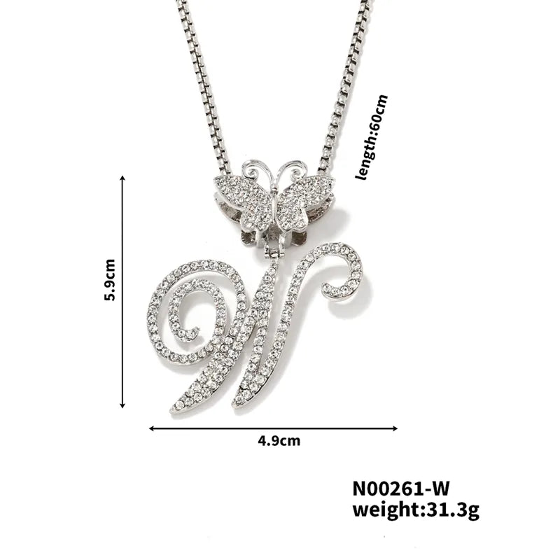 Hip-Hop Sports Letter Rhodium Plated Rhinestones 304 Stainless Steel Alloy Wholesale Pendant Necklace