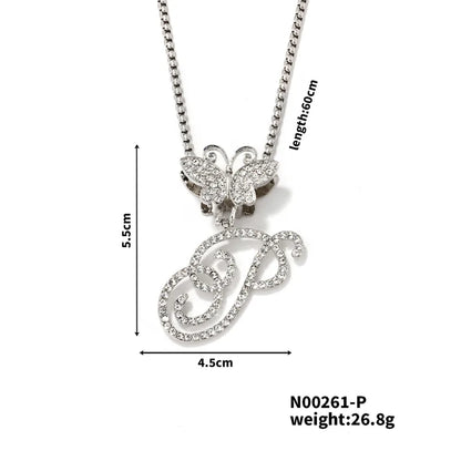 Hip-Hop Sports Letter Rhodium Plated Rhinestones 304 Stainless Steel Alloy Wholesale Pendant Necklace